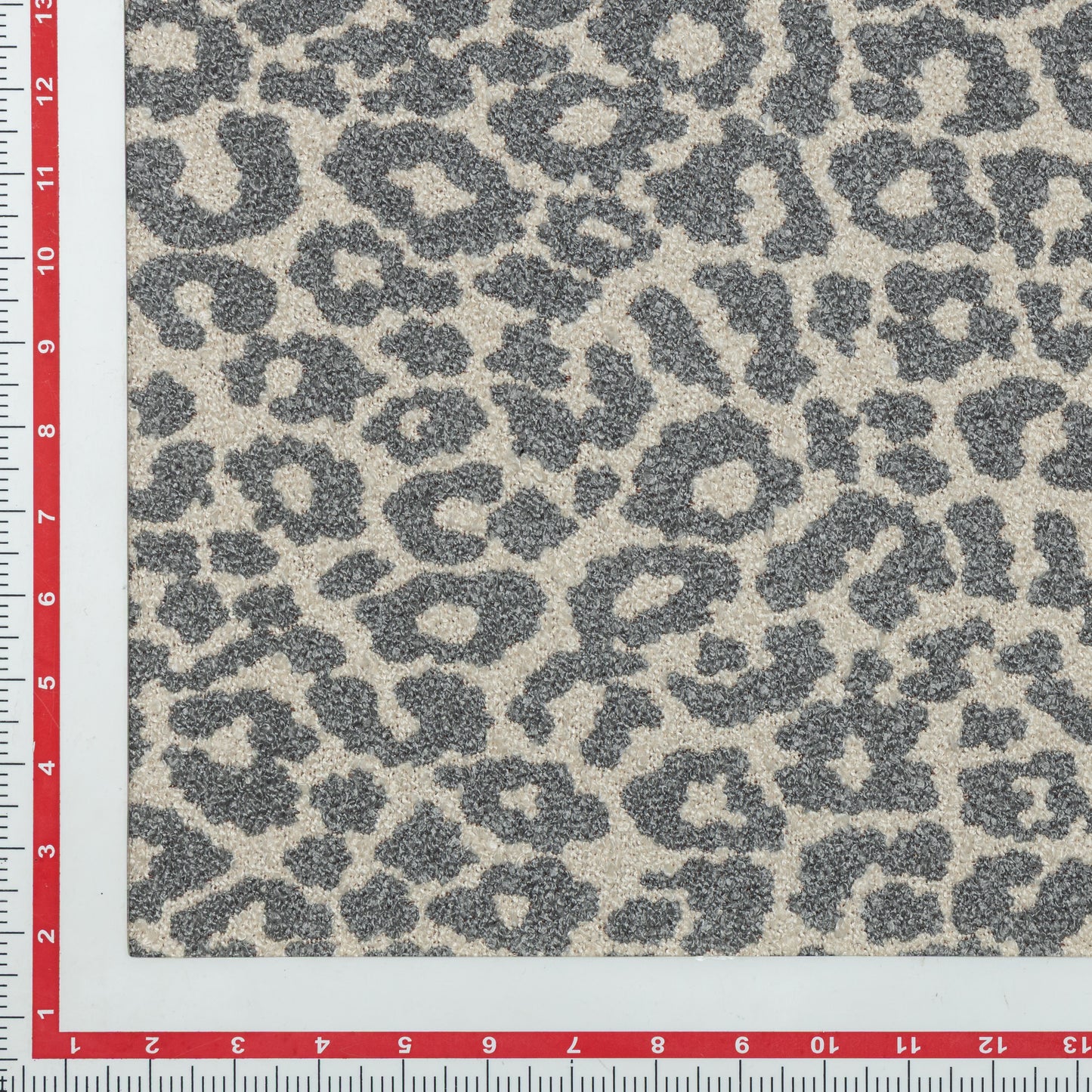 Polyester Cream and Grey Leopard Bouclé Upholstery - KP01A0023