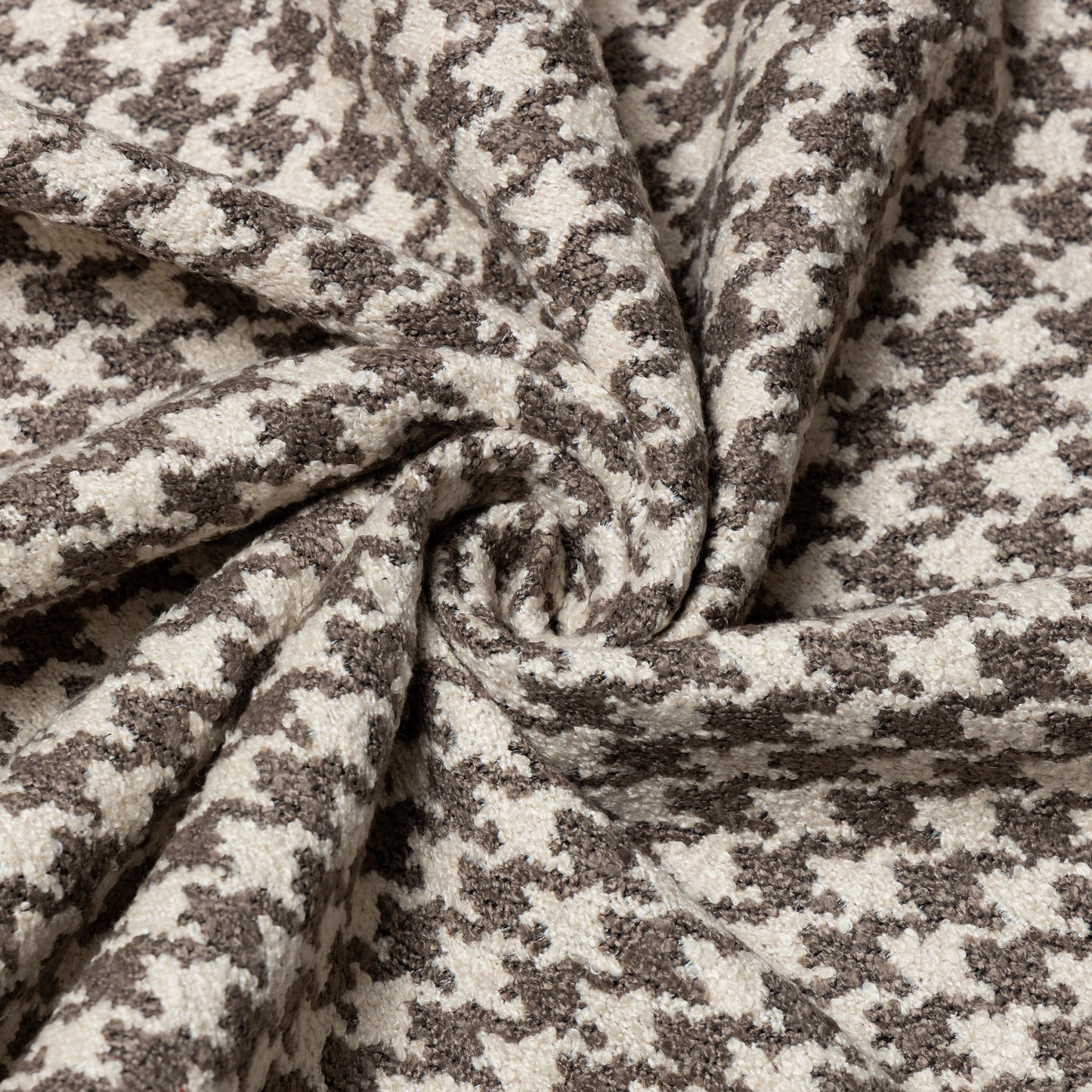 Polyester Brown-Beige Houndstooth Upholstery - KP01A0003