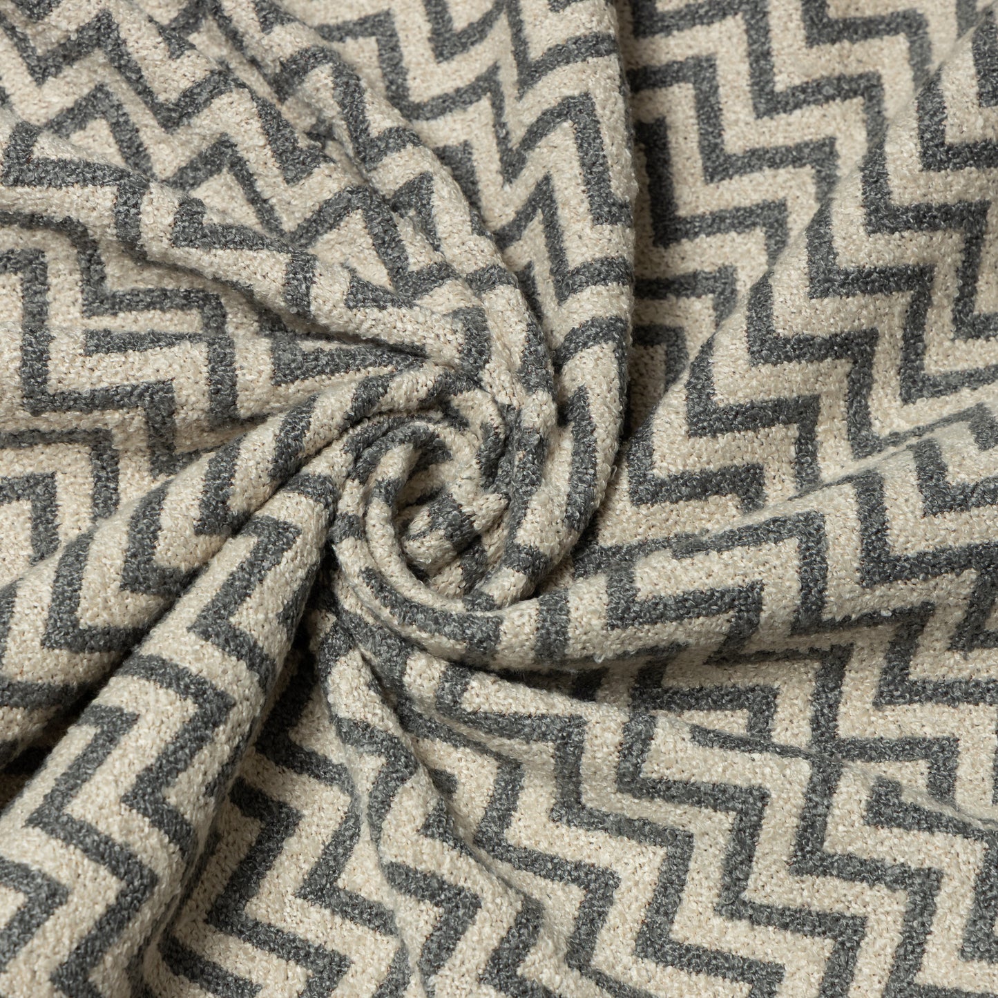Polyester Steel Chevron Bouclé Upholstery - KP01A0042