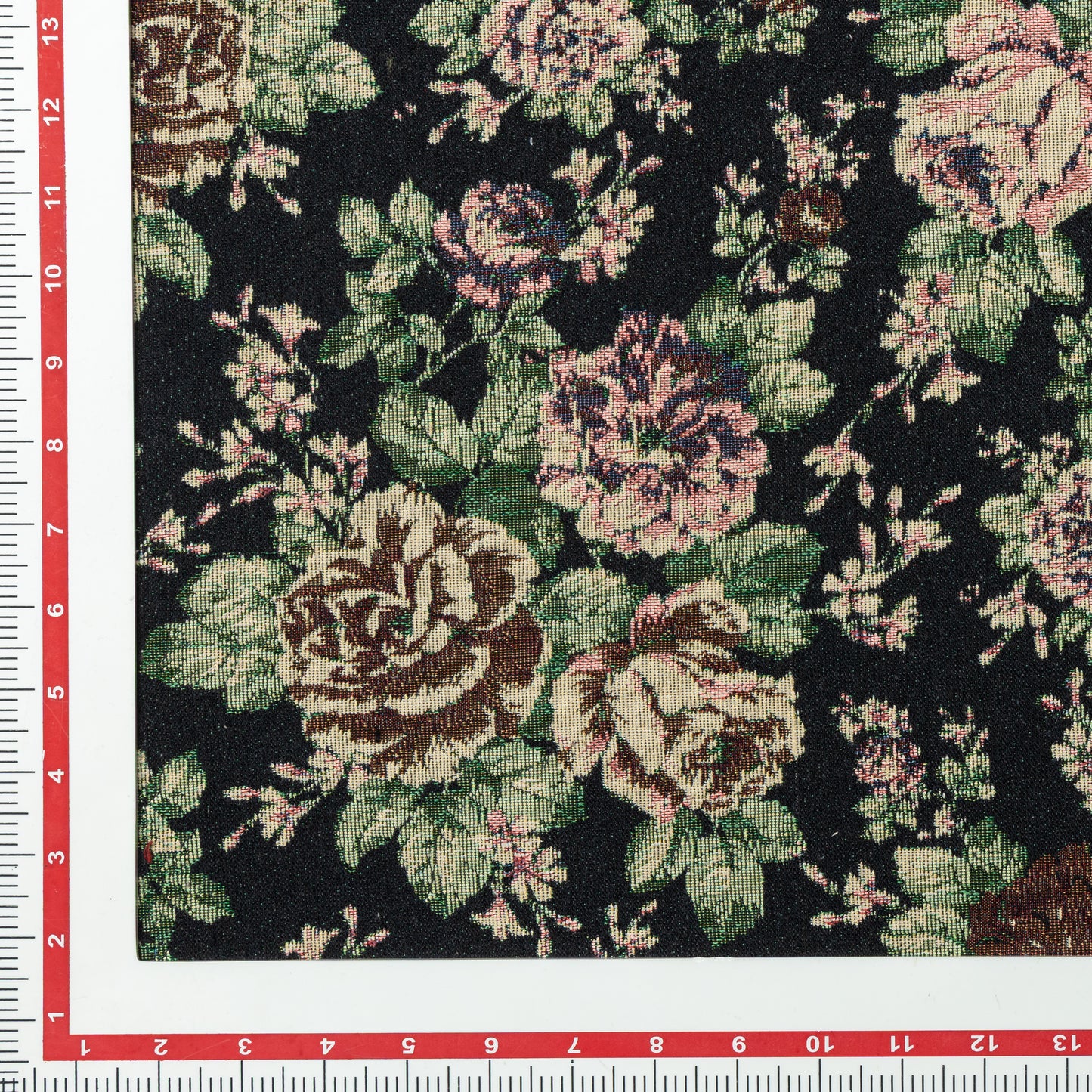 Cotton Polyester Dark Wood Roses Upholstery - KP01A0059