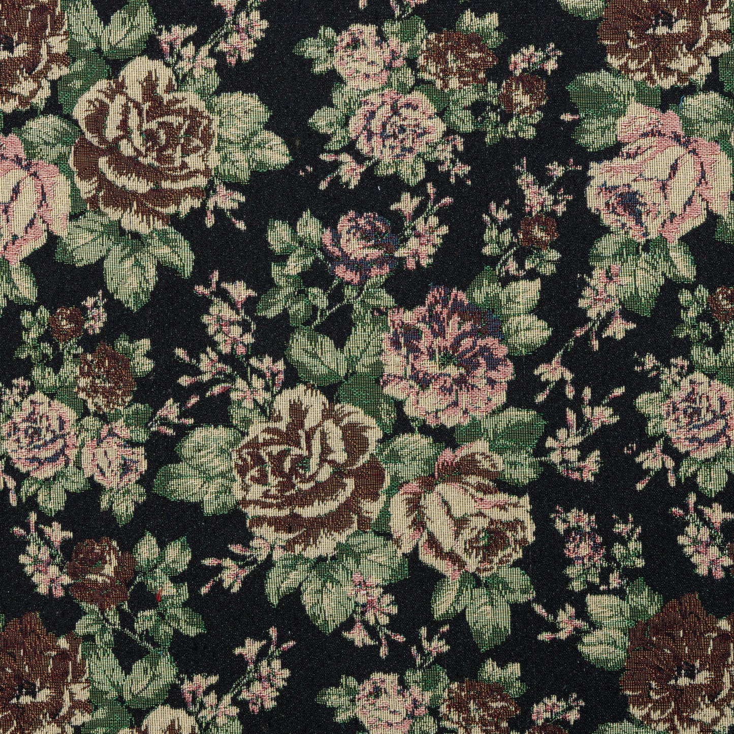 Cotton Polyester Dark Wood Roses Upholstery - KP01A0059