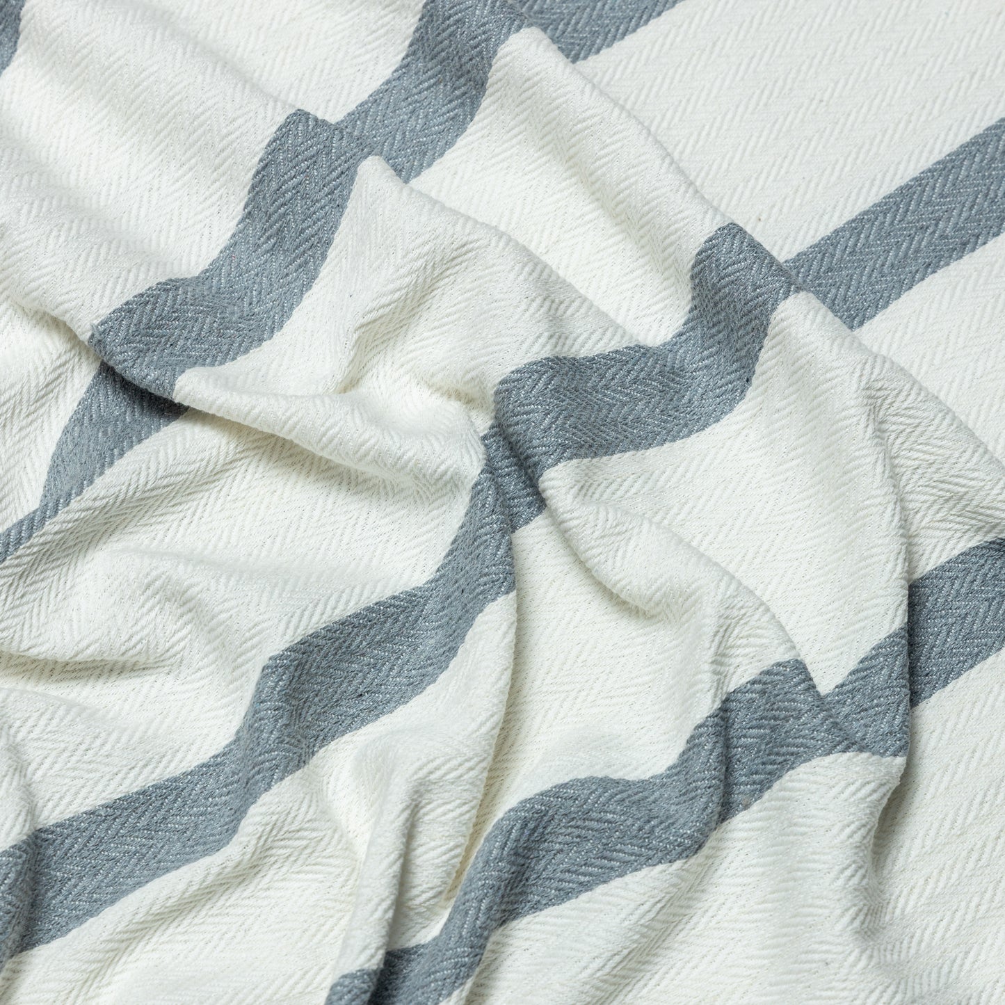 Cotton Coastal Herringbone Striped Upholstery - KP01A0061