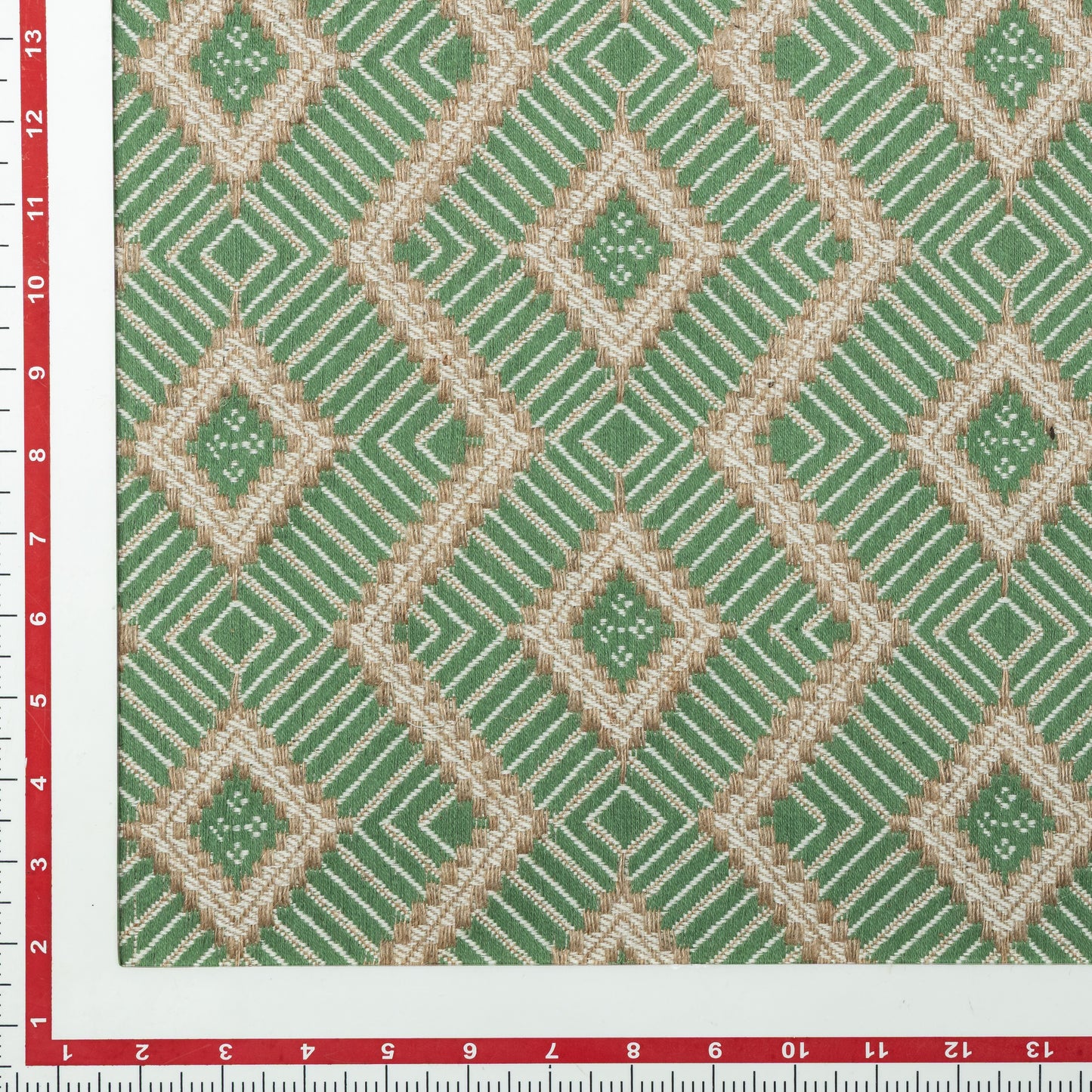 Jute Cotton Emerald Lattice Stripe Upholstery - KP01A0057