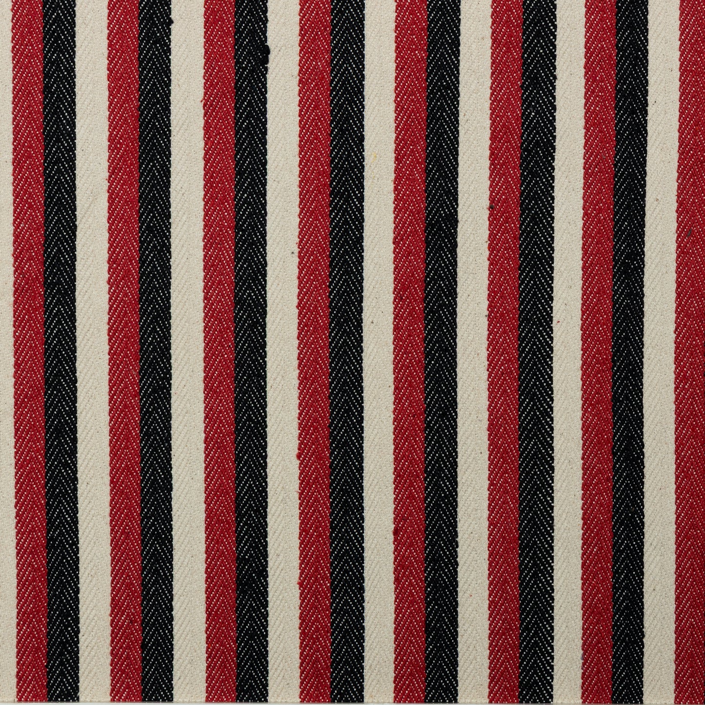 Cotton Red-Black-Cream Striped Twill Upholstery - KP01A0030