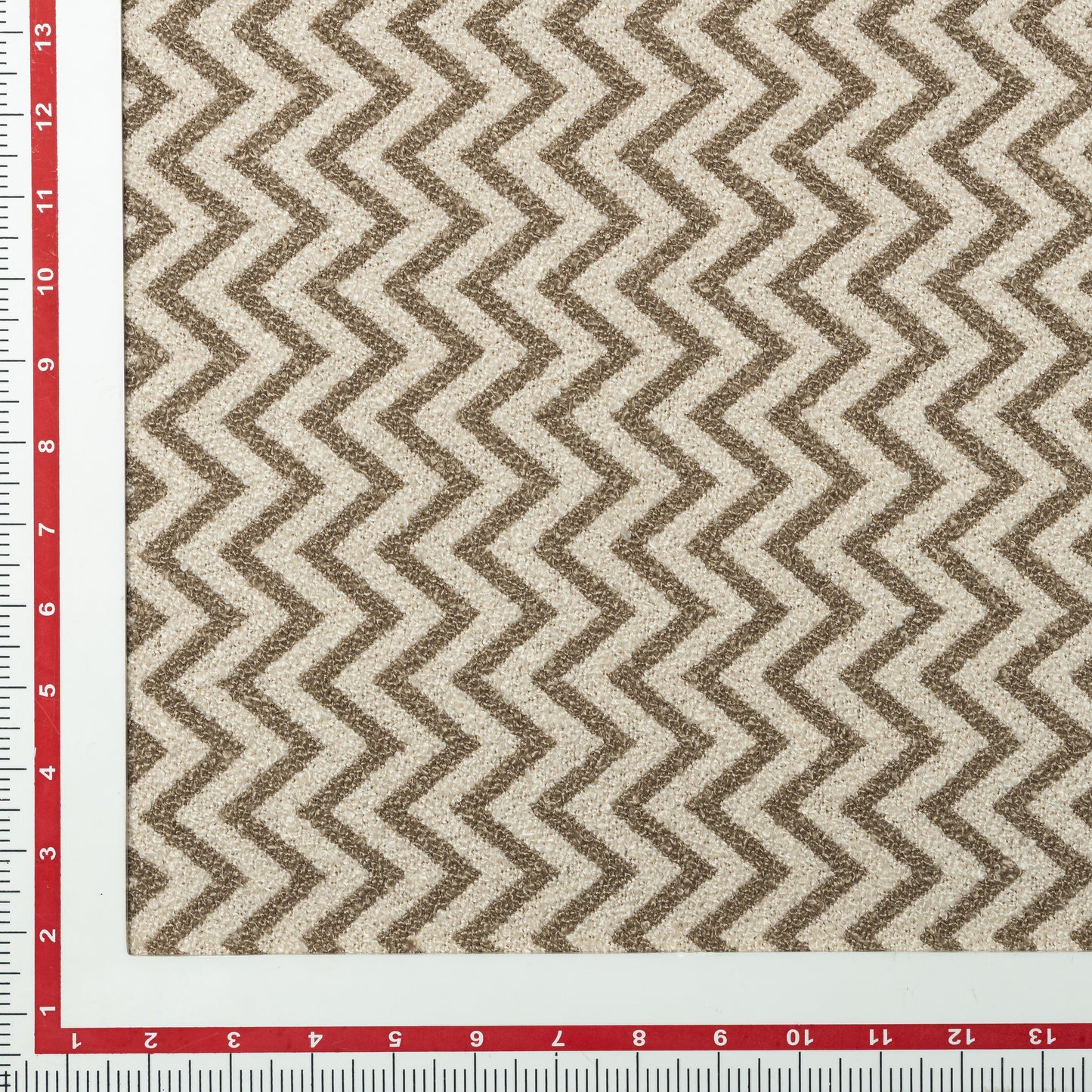 Polyester Taupe and Cream Chevron Bouclé Upholstery - KP01A0060