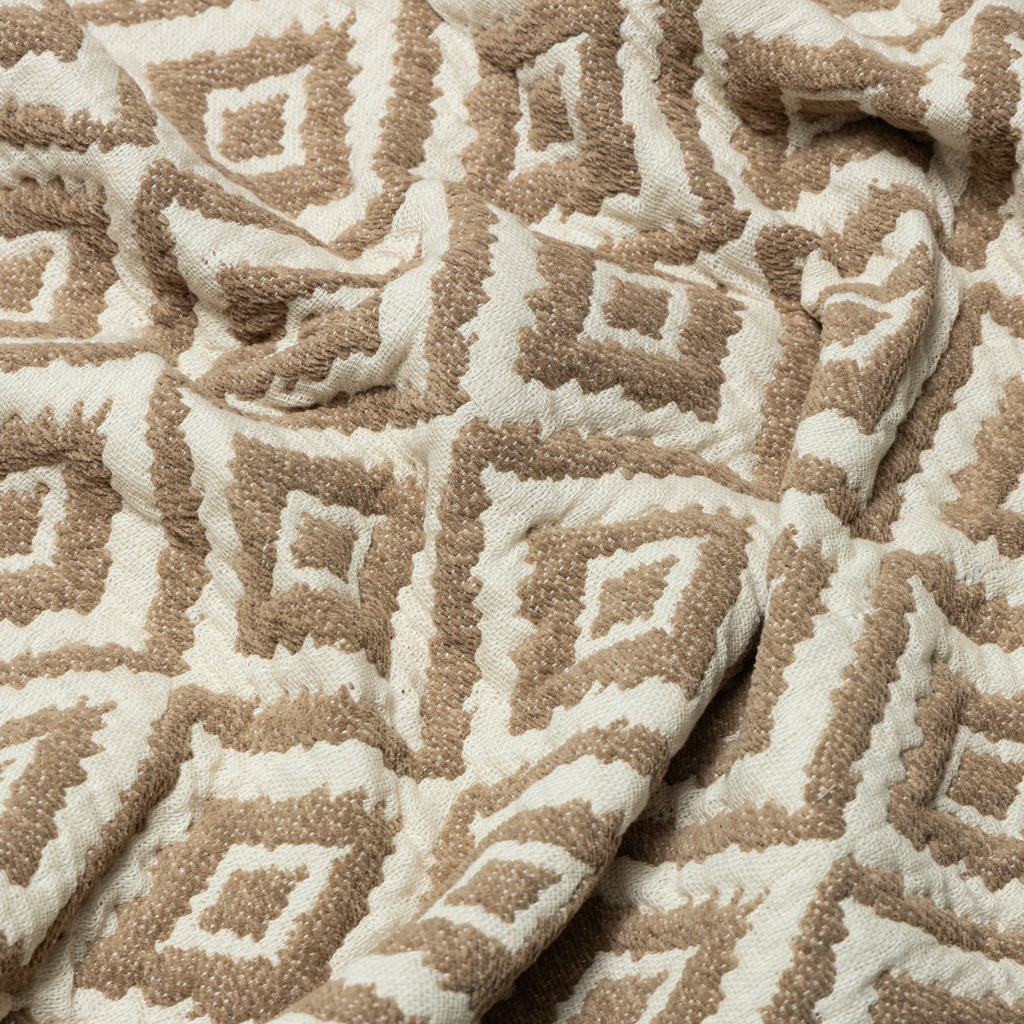 Cotton Polyester Taupe Beige Nested Diamonds Quilted Upholstery - KP01A0032