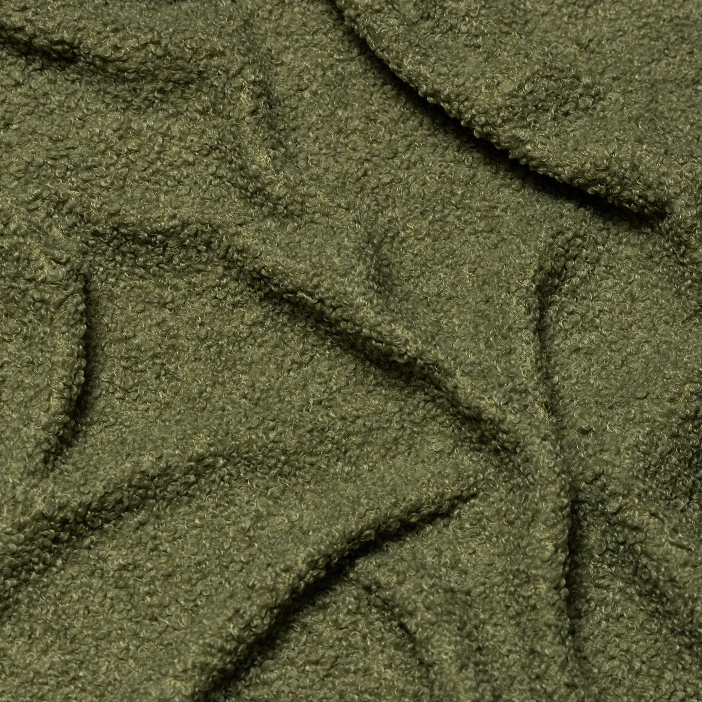 Polyester Moss Green Bouclé Upholstery - KP01A0034