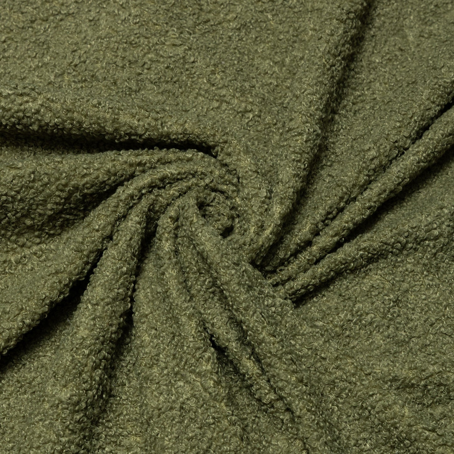 Polyester Moss Green Bouclé Upholstery - KP01A0034