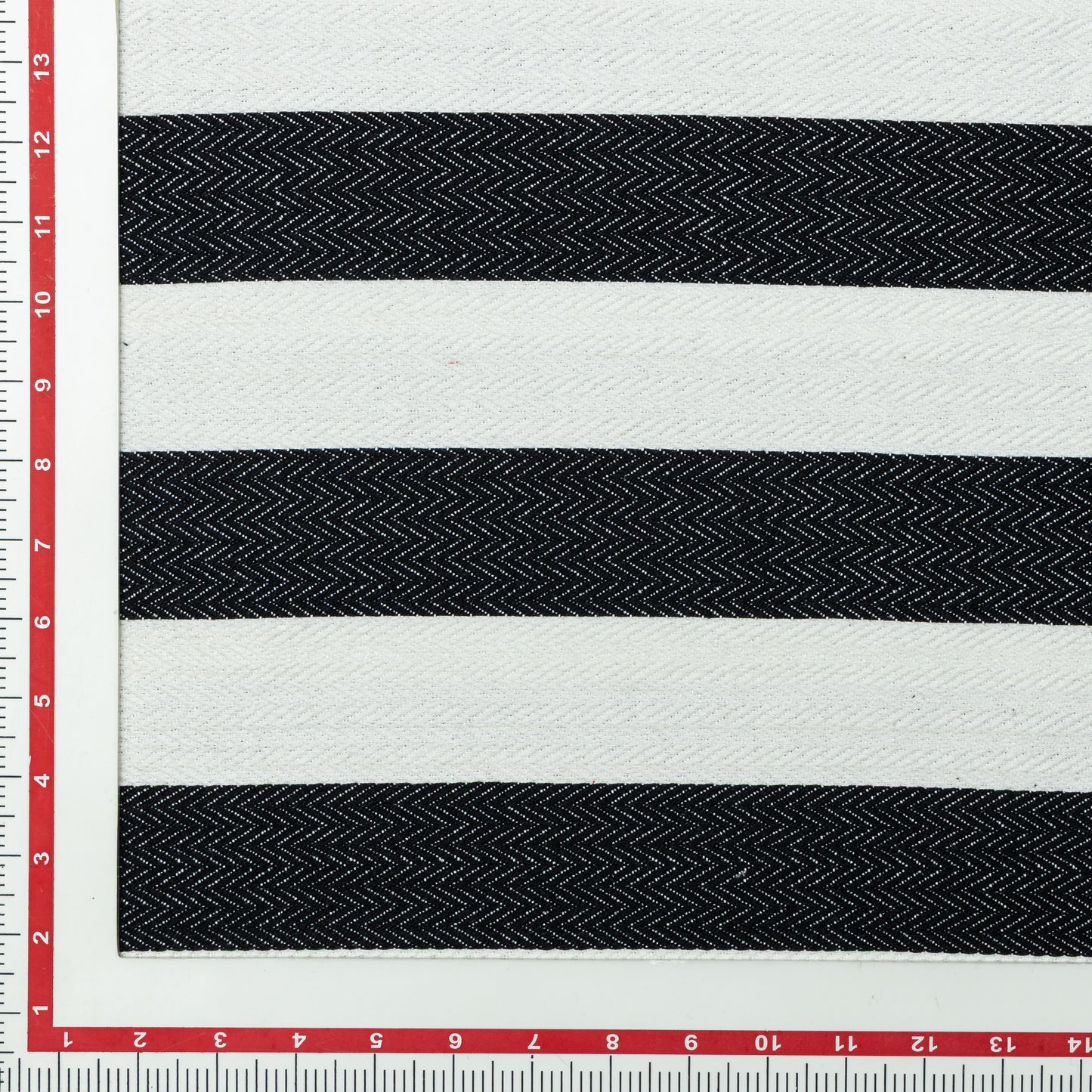 Cotton Black and White Herring Bone Wide Striped Upholstery - KP01A0044