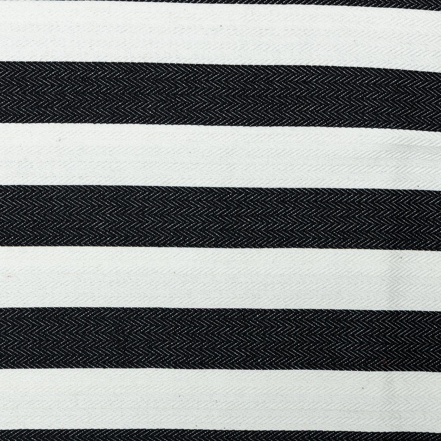 Cotton Black and White Herring Bone Wide Striped Upholstery - KP01A0044
