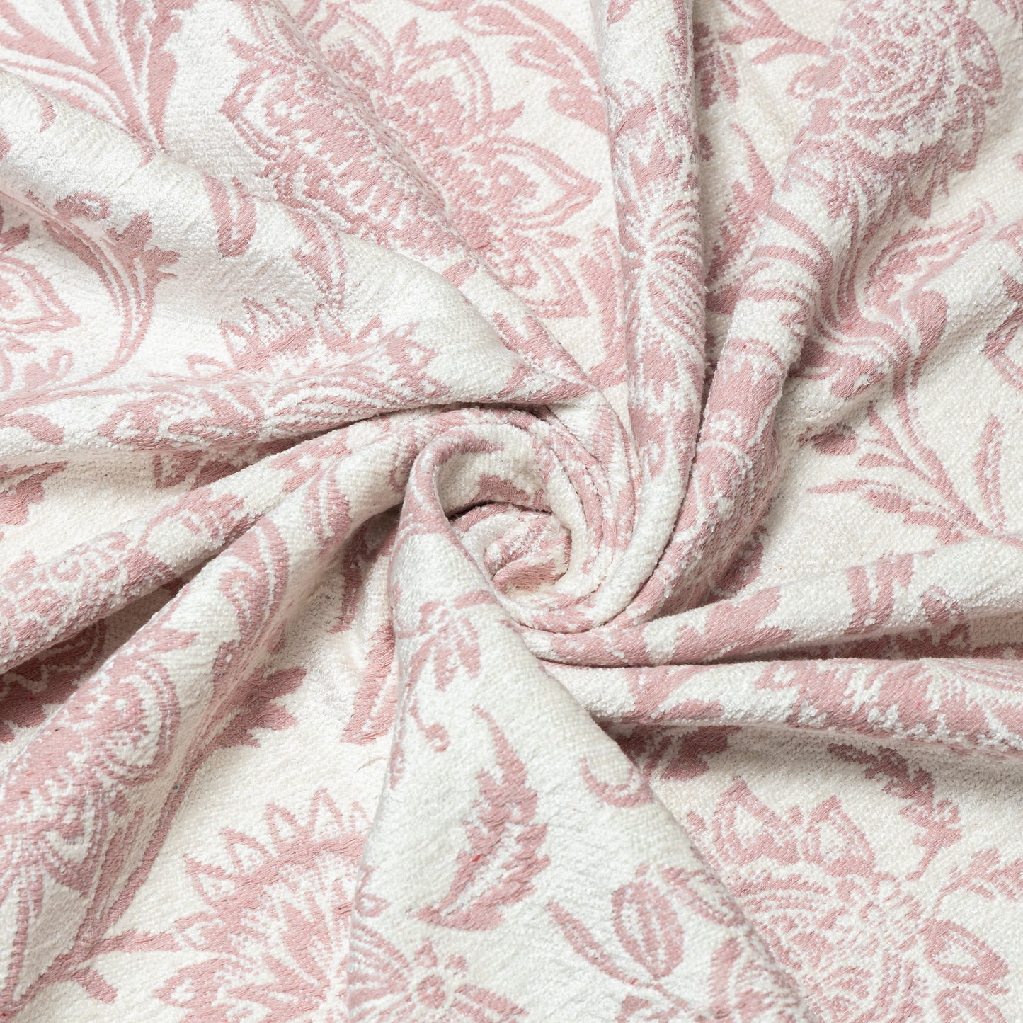 Viscose Polyester Pink and Cream Floral Yarn Dyed Upholstery - KP01A0007