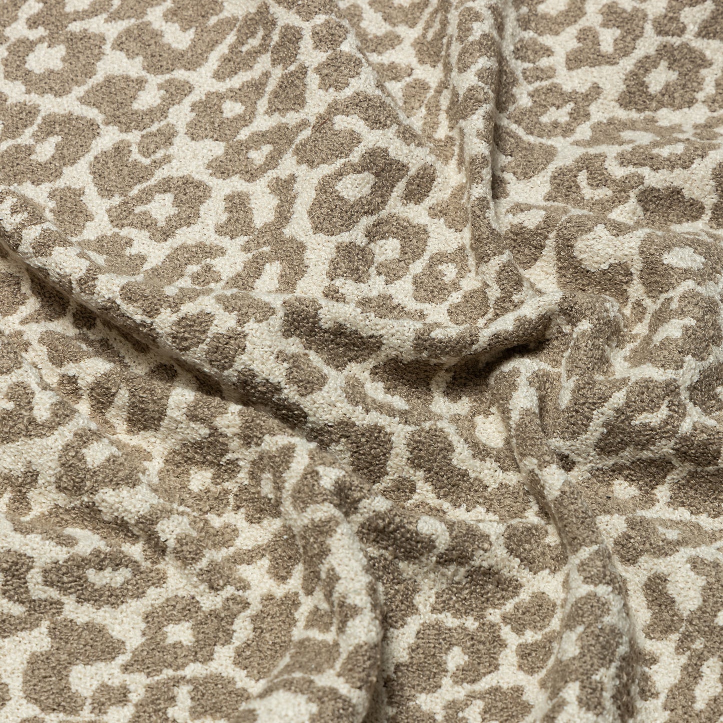 Polyester Cream and Brown Leopard Yarn Dyed Upholstery - KP01A0005