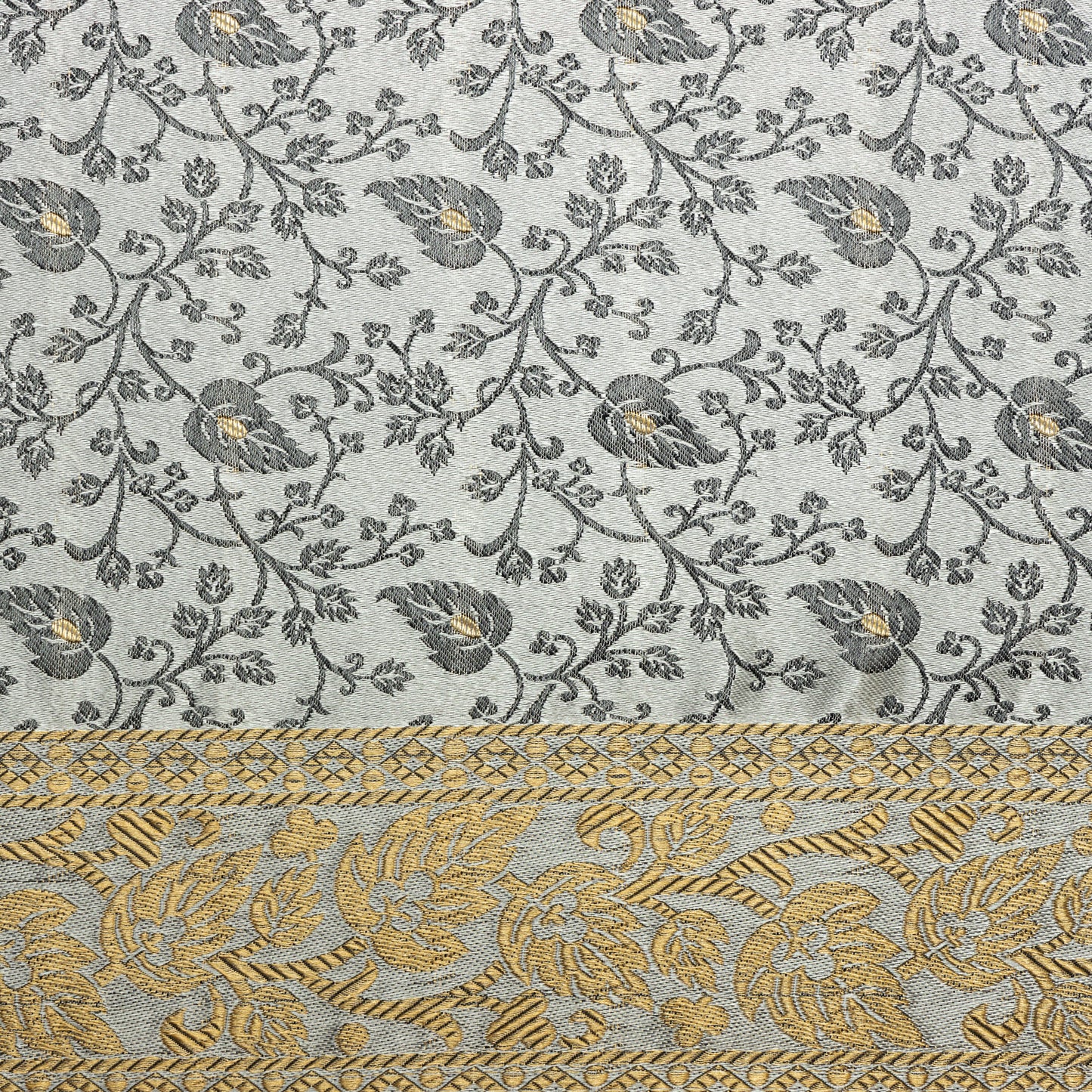 Poly Satin Nocturnal Leaves with Border - PS0540001