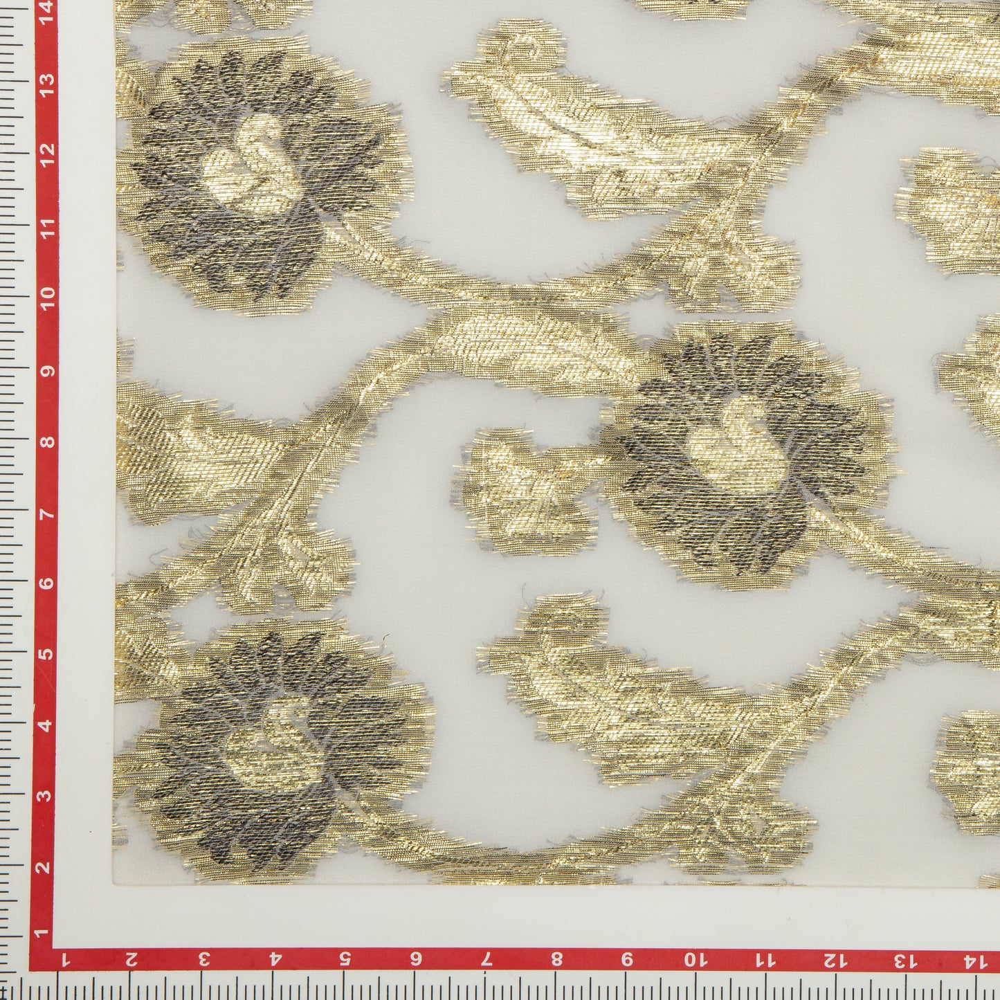 Viscose Georgette Noir-Gold Flora - VG5940111