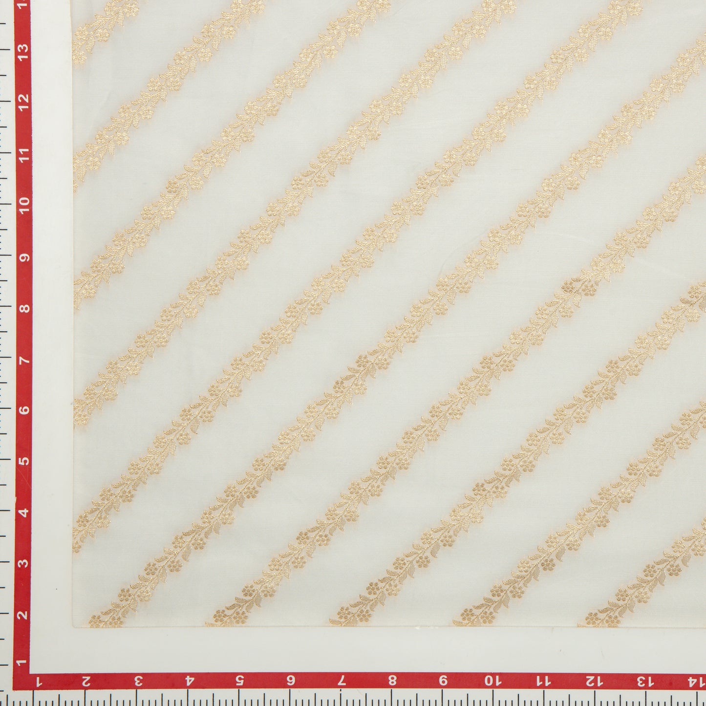 Viscose Organza Gold Floral Stream - VO5710001
