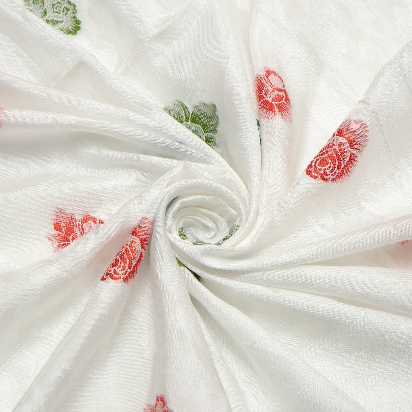 Viscose Uppada Red and Green Roses - VP0840139