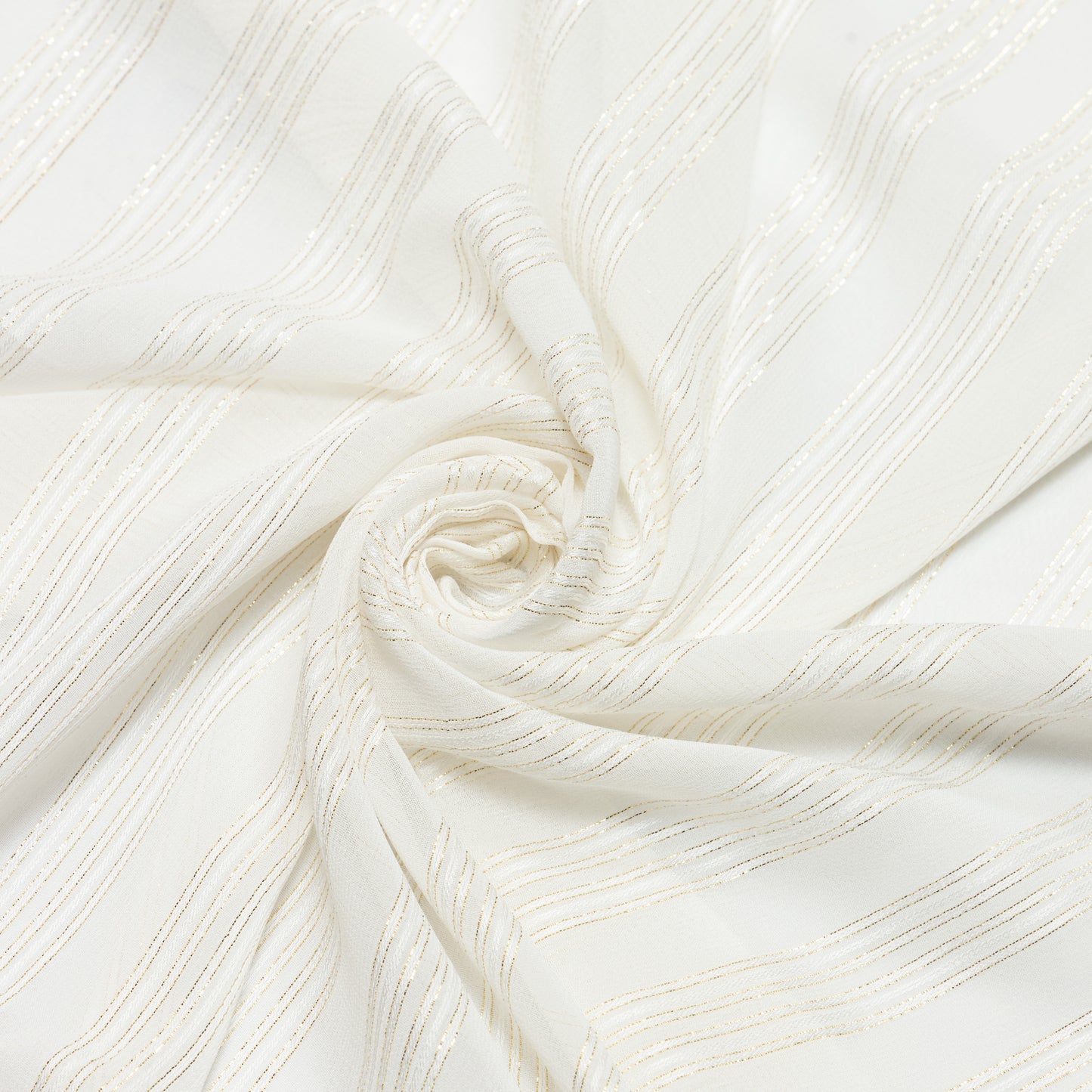 Viscose Georgette Self and Gold Lurex Stripes - VG0410065