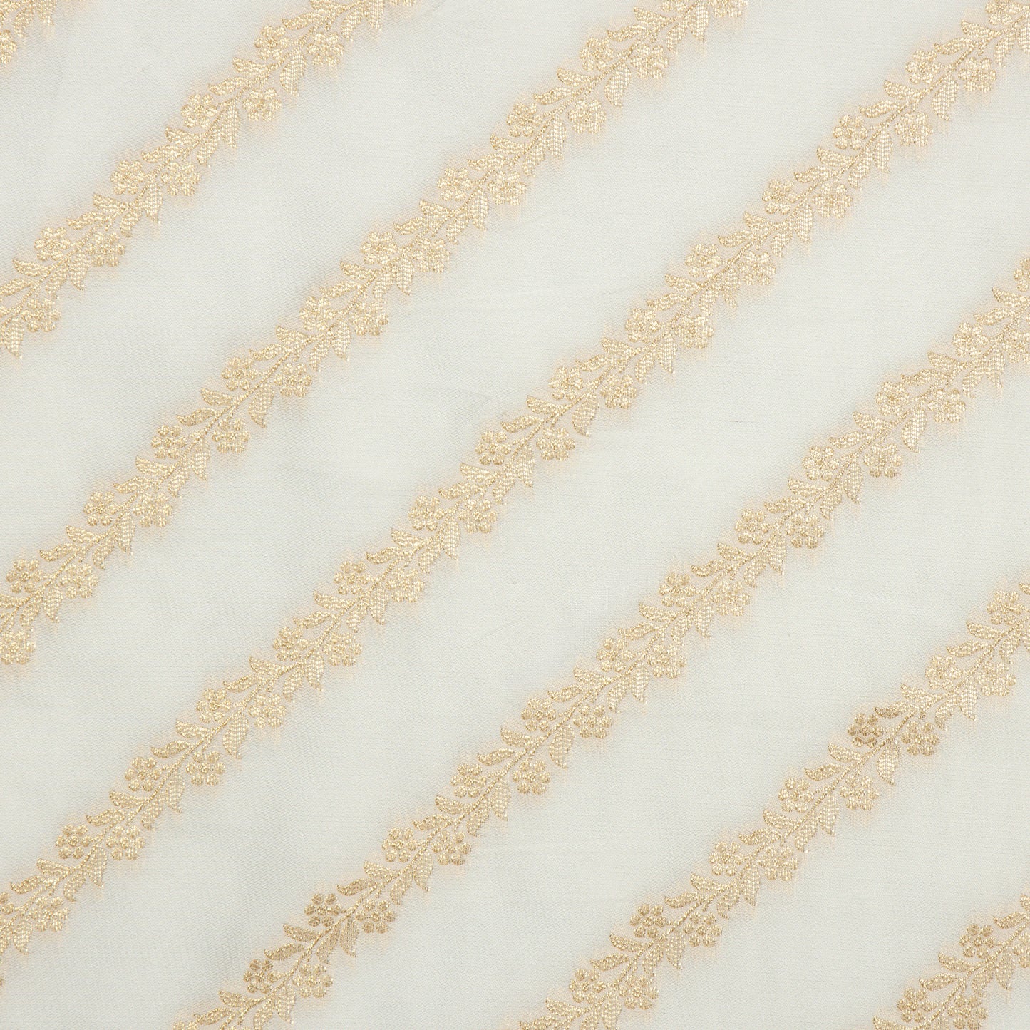 Viscose Organza Gold Floral Stream - VO5710001