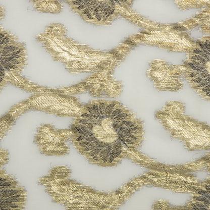 Viscose Georgette Noir-Gold Flora - VG5940111