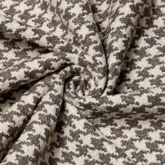 Polyester Brown-Beige Houndstooth Upholstery - KP01A0003