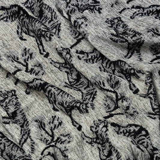 Viscose Polyester Black Tiger Yarn Dyed Upholstery - KP01A0016