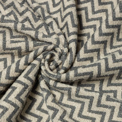Polyester Steel Chevron Bouclé Upholstery - KP01A0042