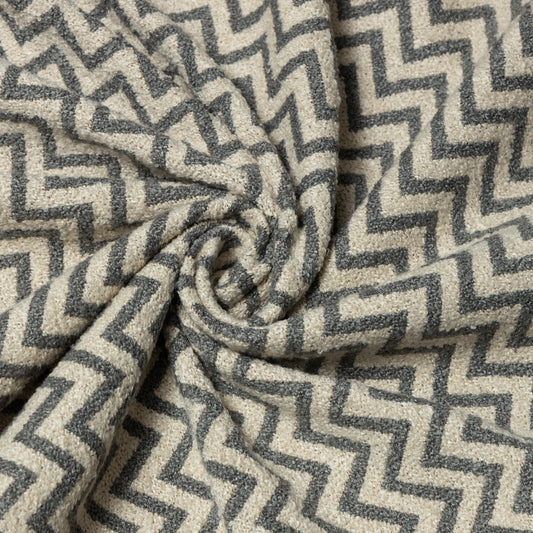 Polyester Steel Chevron Bouclé Upholstery - KP01A0042