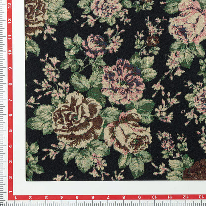 Cotton Polyester Dark Wood Roses Upholstery - KP01A0059