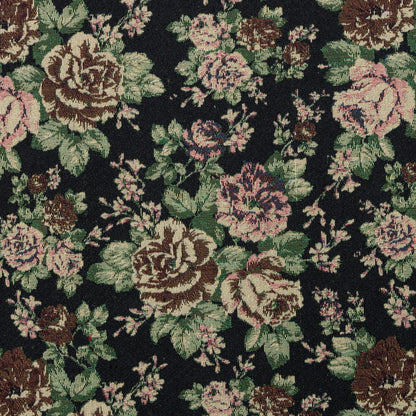 Cotton Polyester Dark Wood Roses Upholstery - KP01A0059