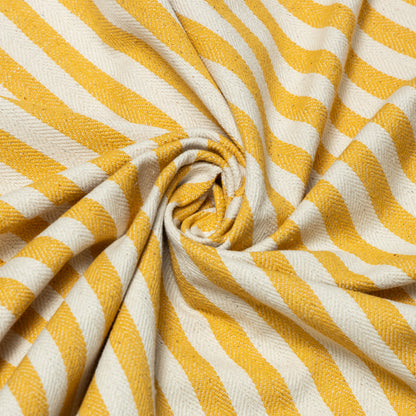 Cotton Lemon Stripe Herringbone Upholstery - KP01A0054