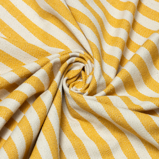 Cotton Lemon Stripe Herringbone Upholstery - KP01A0054