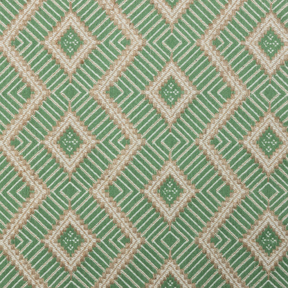 Jute Cotton Emerald Lattice Stripe Upholstery - KP01A0057