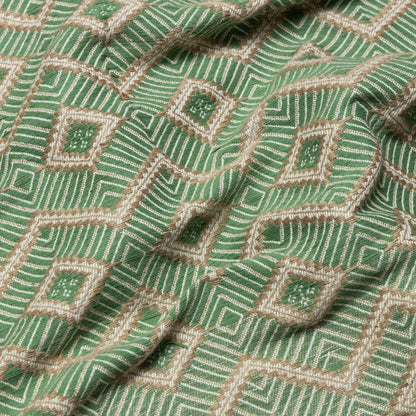 Jute Cotton Emerald Lattice Stripe Upholstery - KP01A0057