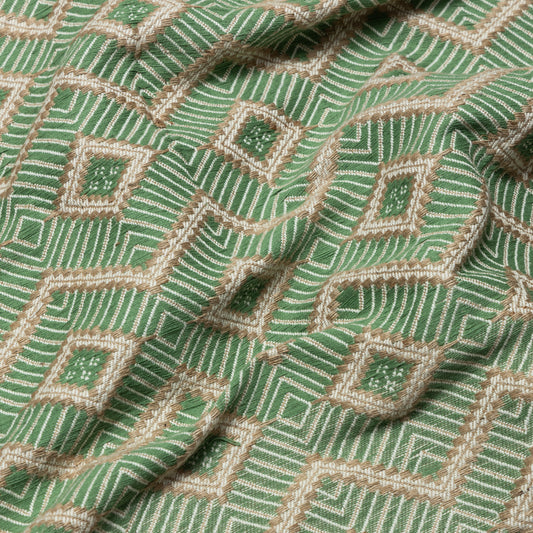 Jute Cotton Emerald Lattice Stripe Upholstery - KP01A0057