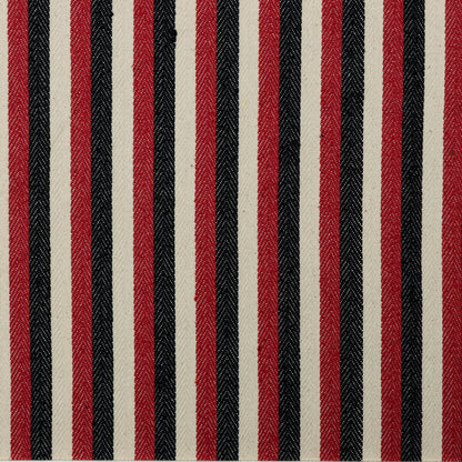Cotton Red-Black-Cream Striped Twill Upholstery - KP01A0030