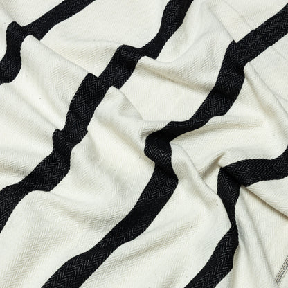 Cotton Black and White Herring Bone Stripe Upholstery - KP01A0013