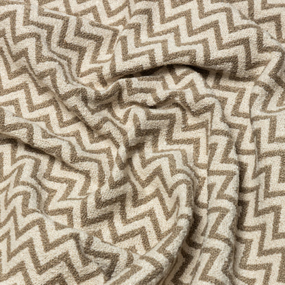 Polyester Taupe and Cream Chevron Bouclé Upholstery - KP01A0060
