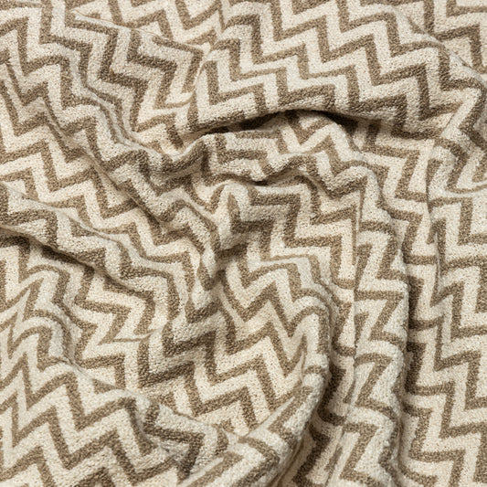 Polyester Taupe and Cream Chevron Bouclé Upholstery - KP01A0060