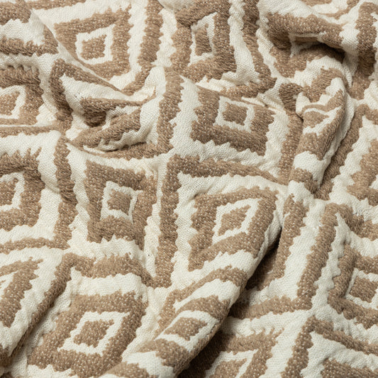 Cotton Polyester Taupe Beige Nested Diamonds Quilted Upholstery - KP01A0032