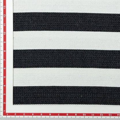 Cotton Black and White Herring Bone Wide Striped Upholstery - KP01A0044