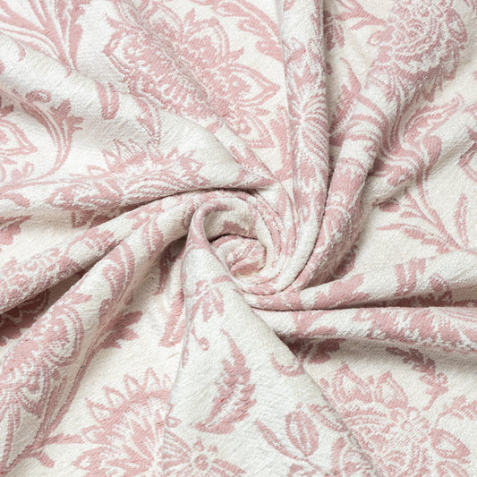 Viscose Polyester Pink and Cream Floral Yarn Dyed Upholstery - KP01A0007