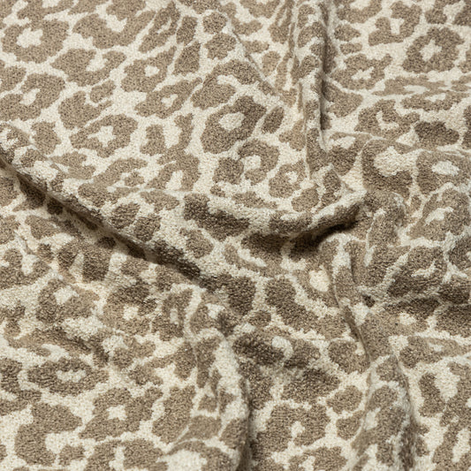 Polyester Cream and Brown Leopard Yarn Dyed Upholstery - KP01A0005