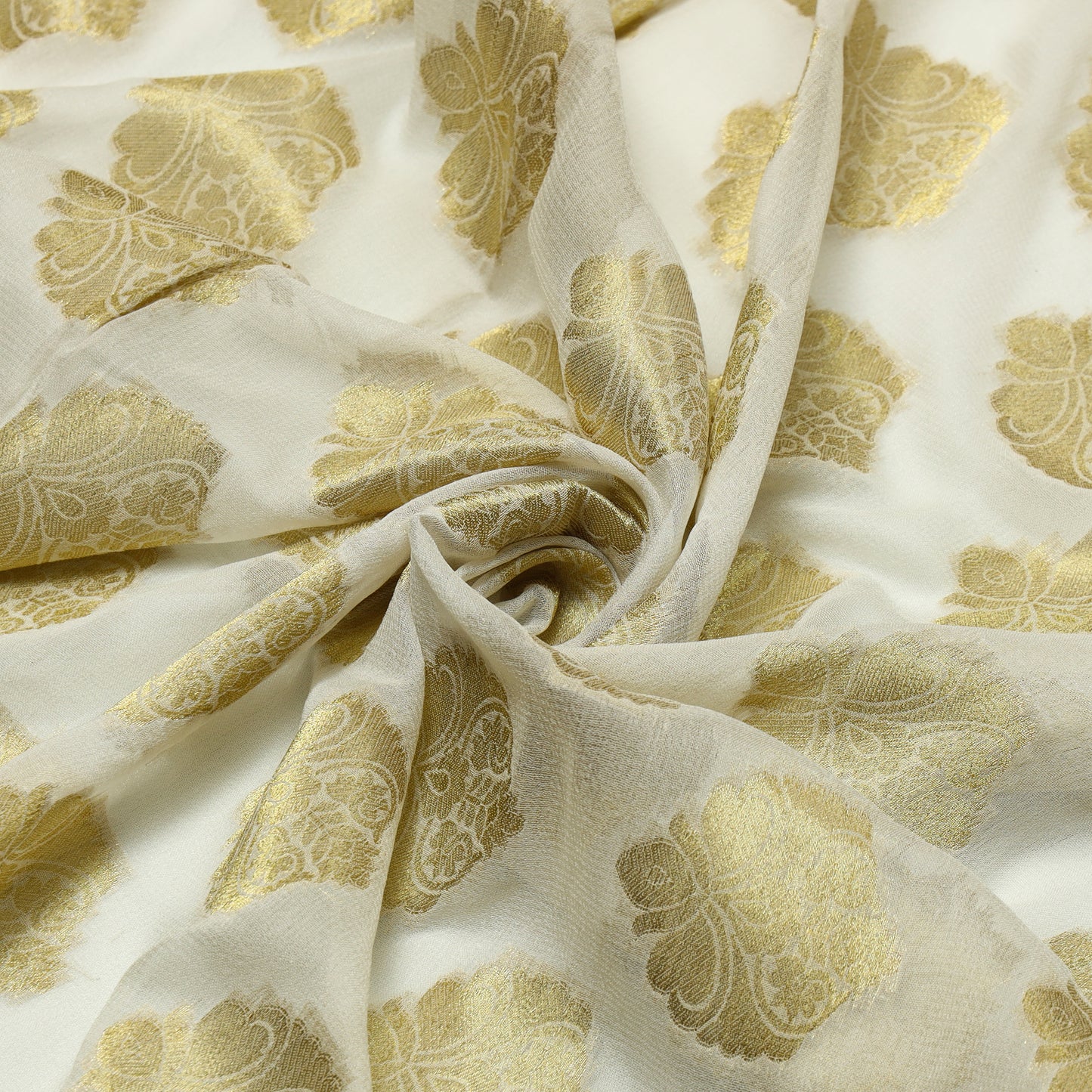 Viscose Georgette Gold Blossom Wheel - VG0040071