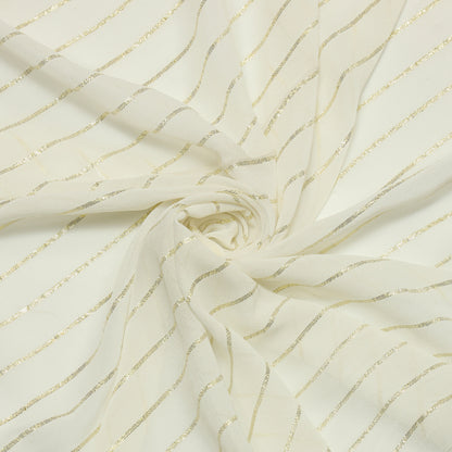 Viscose Georgette Gold Quad Stripe - VG0210026