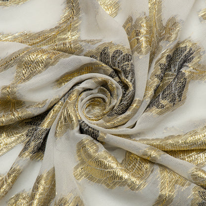 Viscose Georgette Noir-Gold Flora - VG5940111